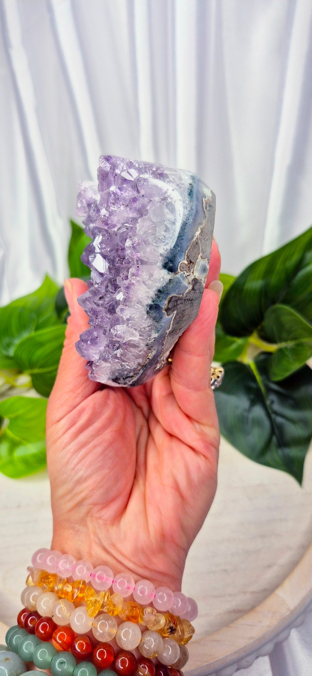 Amethyst Cluster Heart Carving