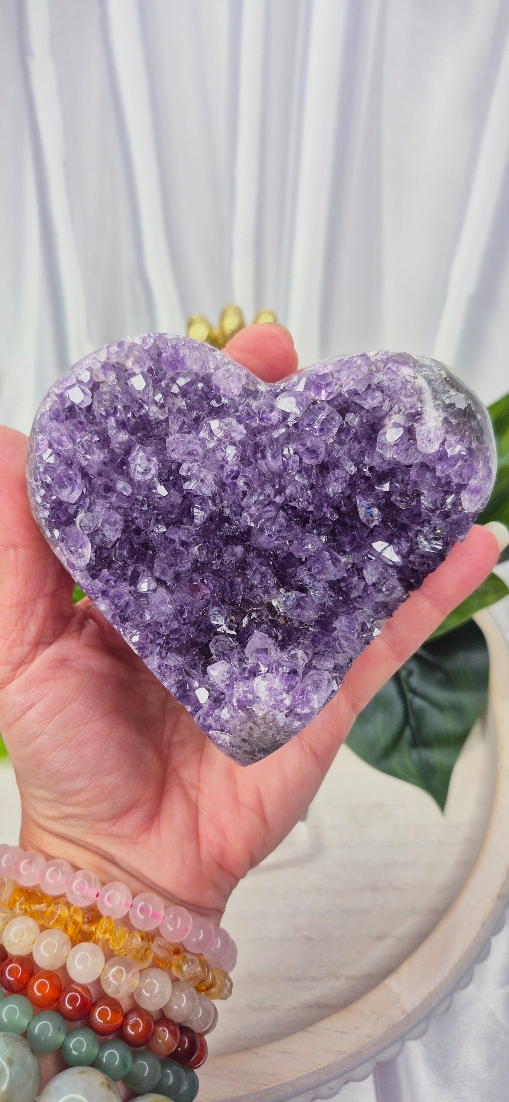 Large Amethyst Cluster Heart Carving