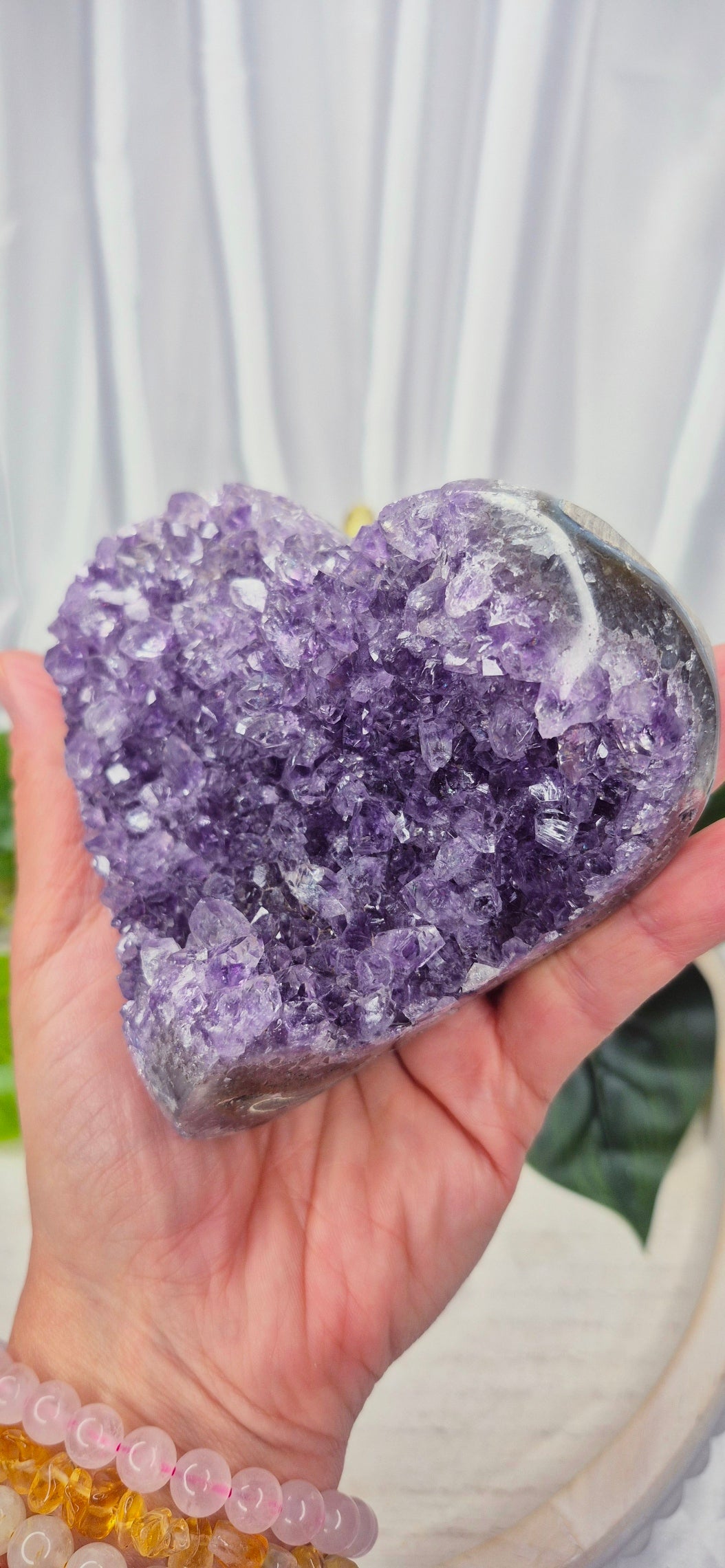 Large Amethyst Cluster Heart Carving