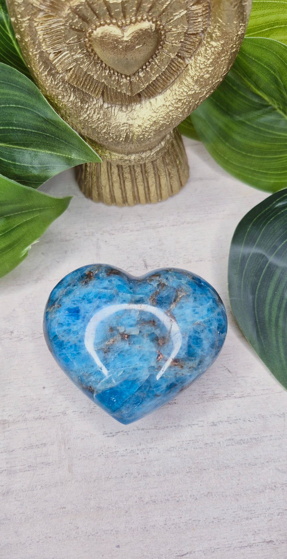 Blue Apatite Heart Carving