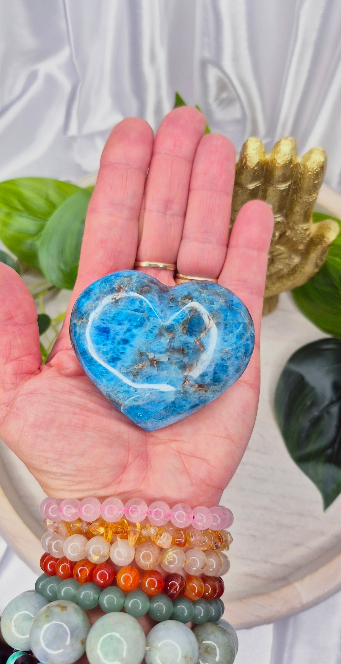 Blue Apatite Heart Carving