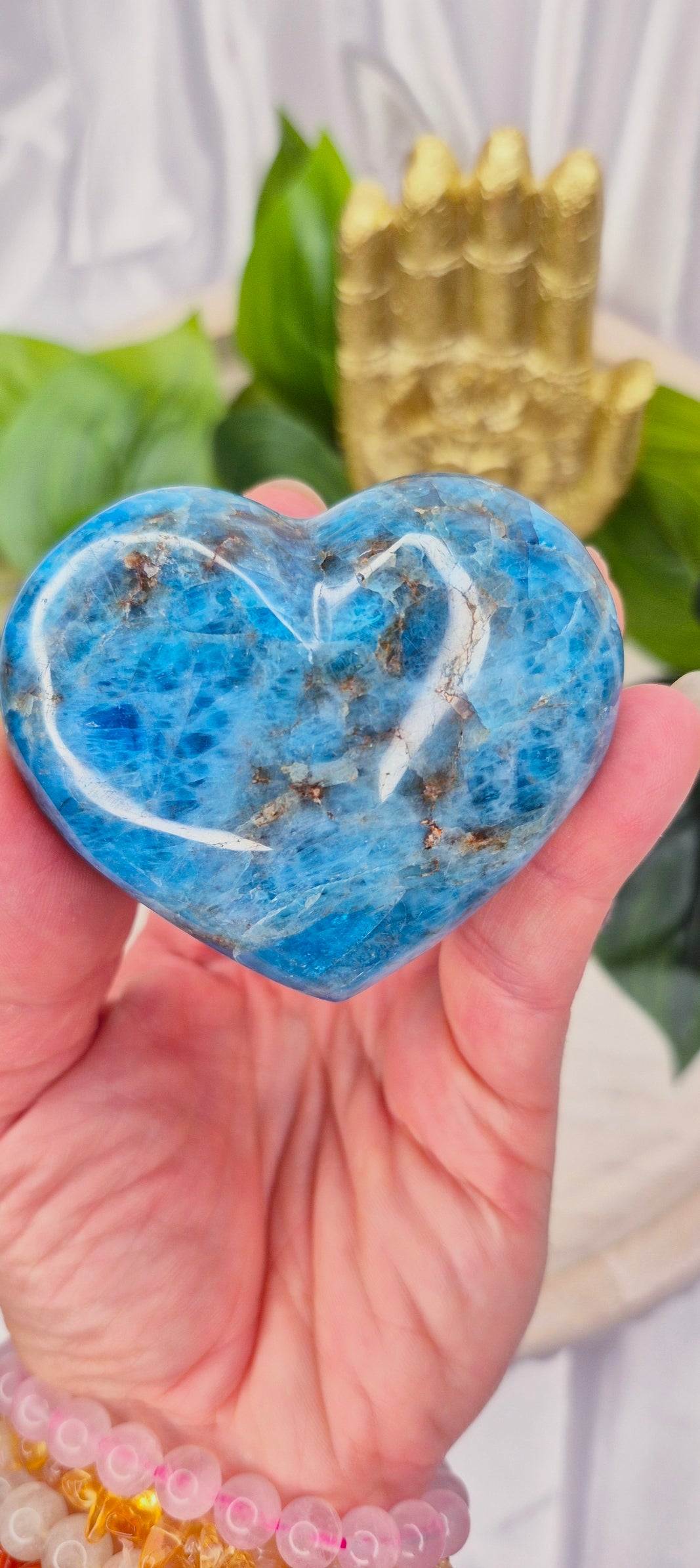 Blue Apatite Heart Carving