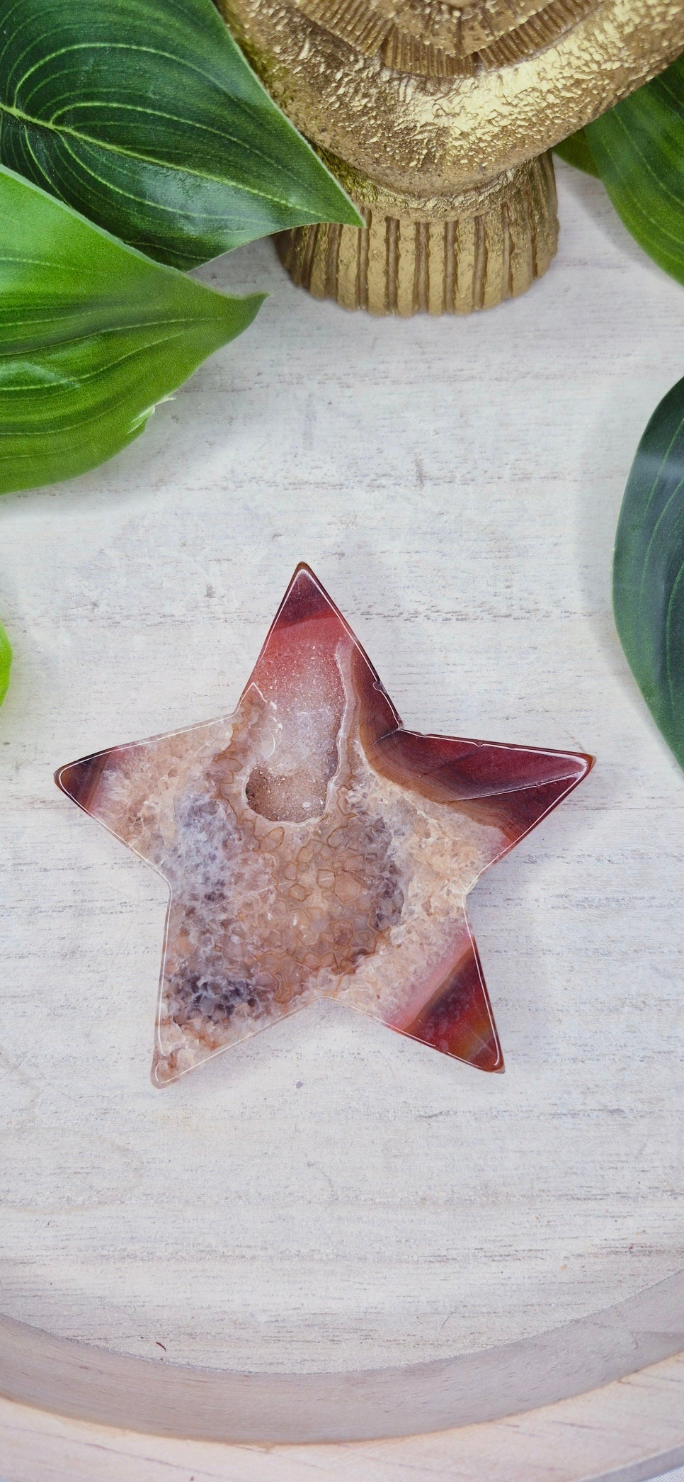 Carnelian Druzy Star Carving