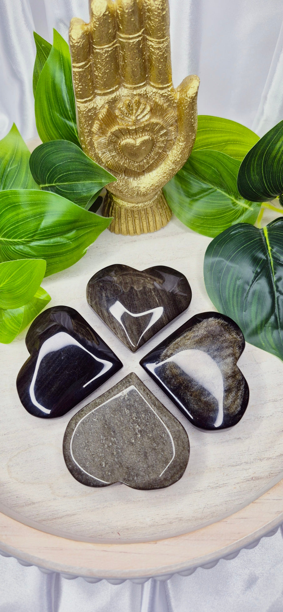 Gold Sheen Obsidian Heart Carving