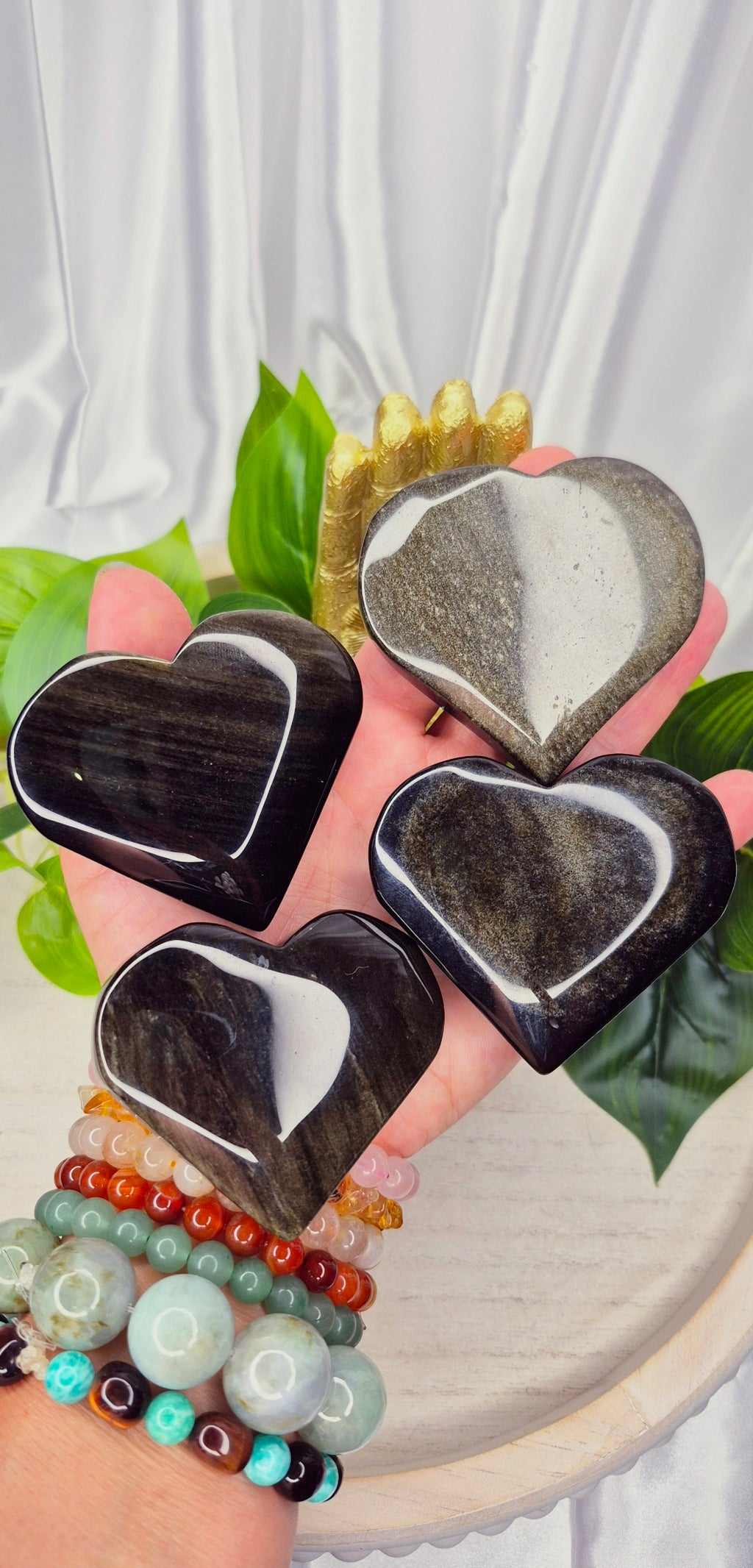 Gold Sheen Obsidian Heart Carving