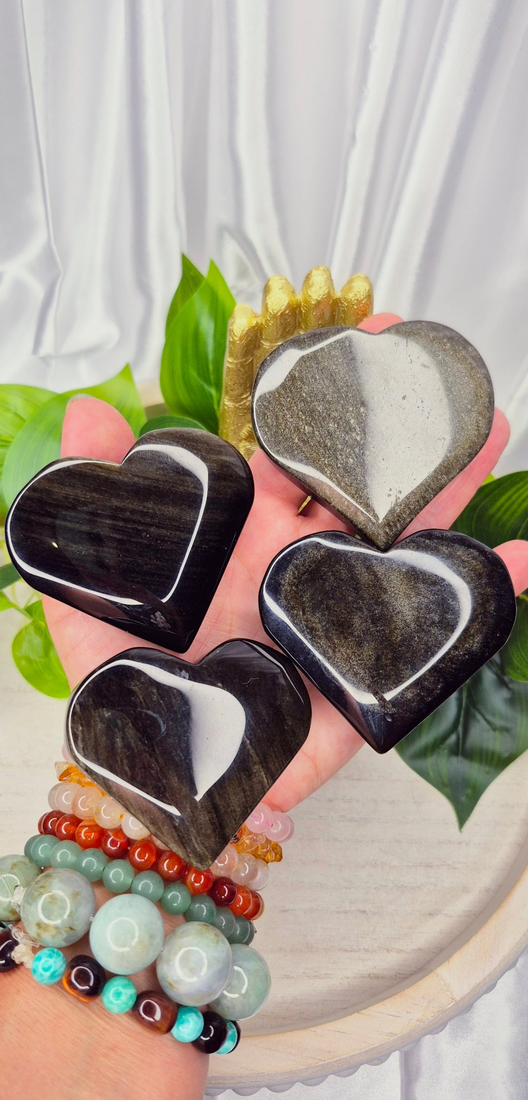 Gold Sheen Obsidian Heart Carving