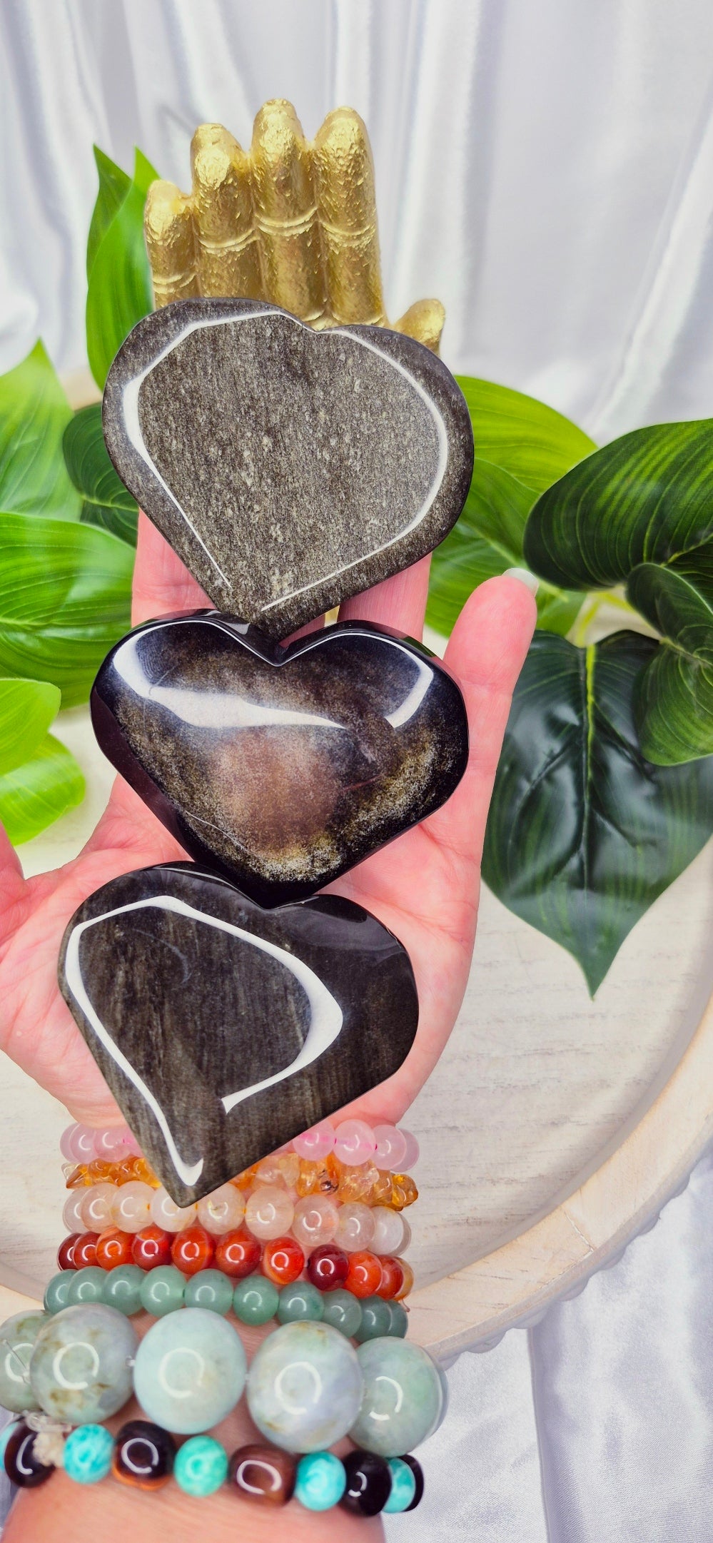 Gold Sheen Obsidian Heart Carving