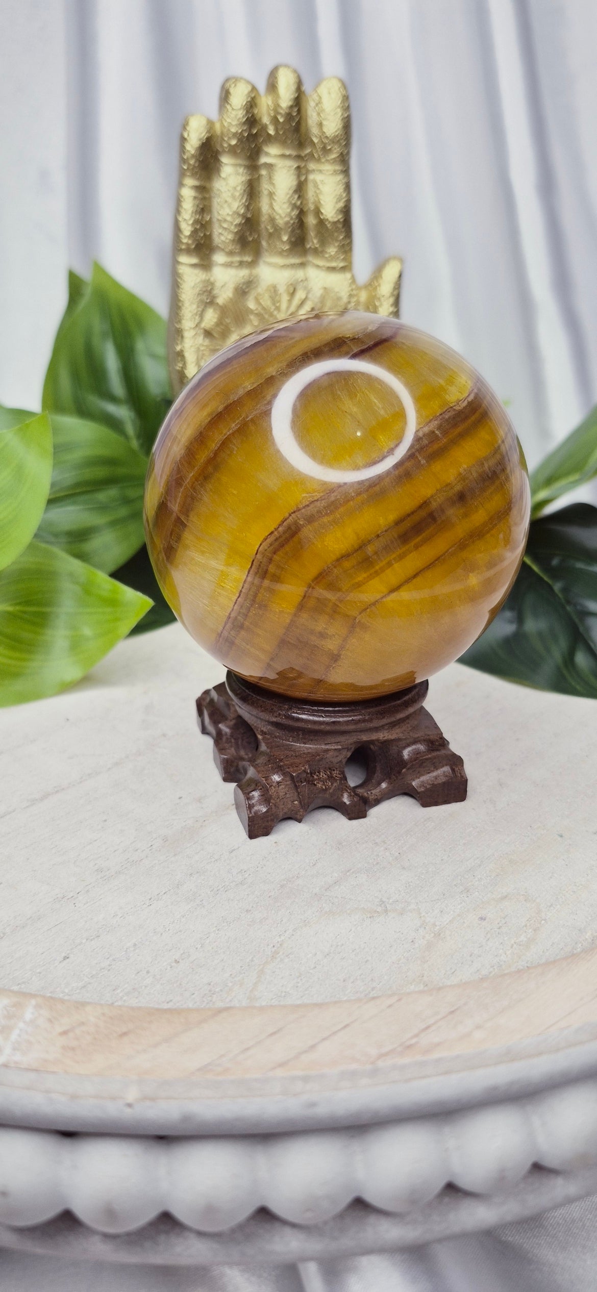 Yellow Fluorite Sphere (rare) large