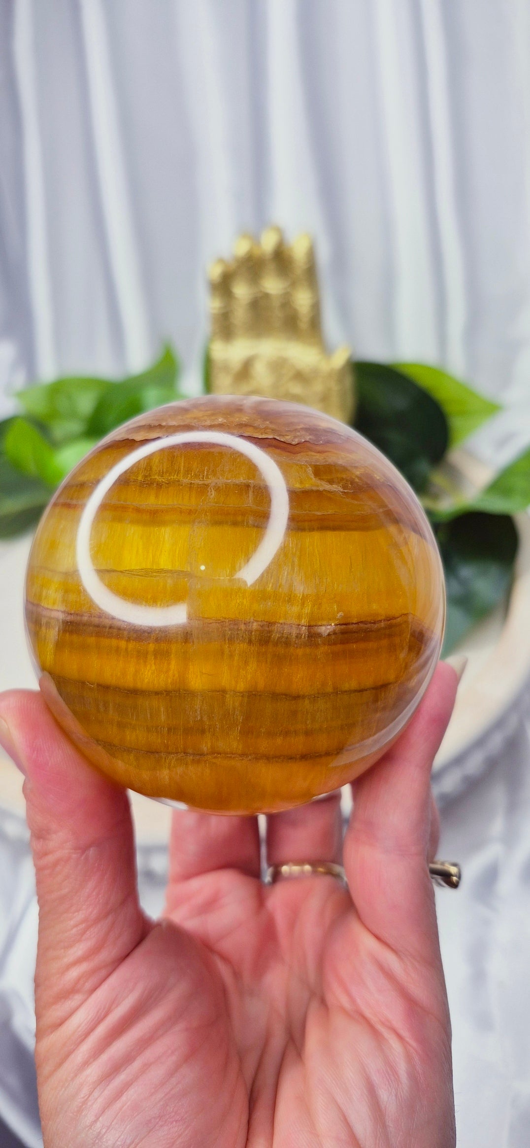 Yellow Fluorite Sphere (rare) large
