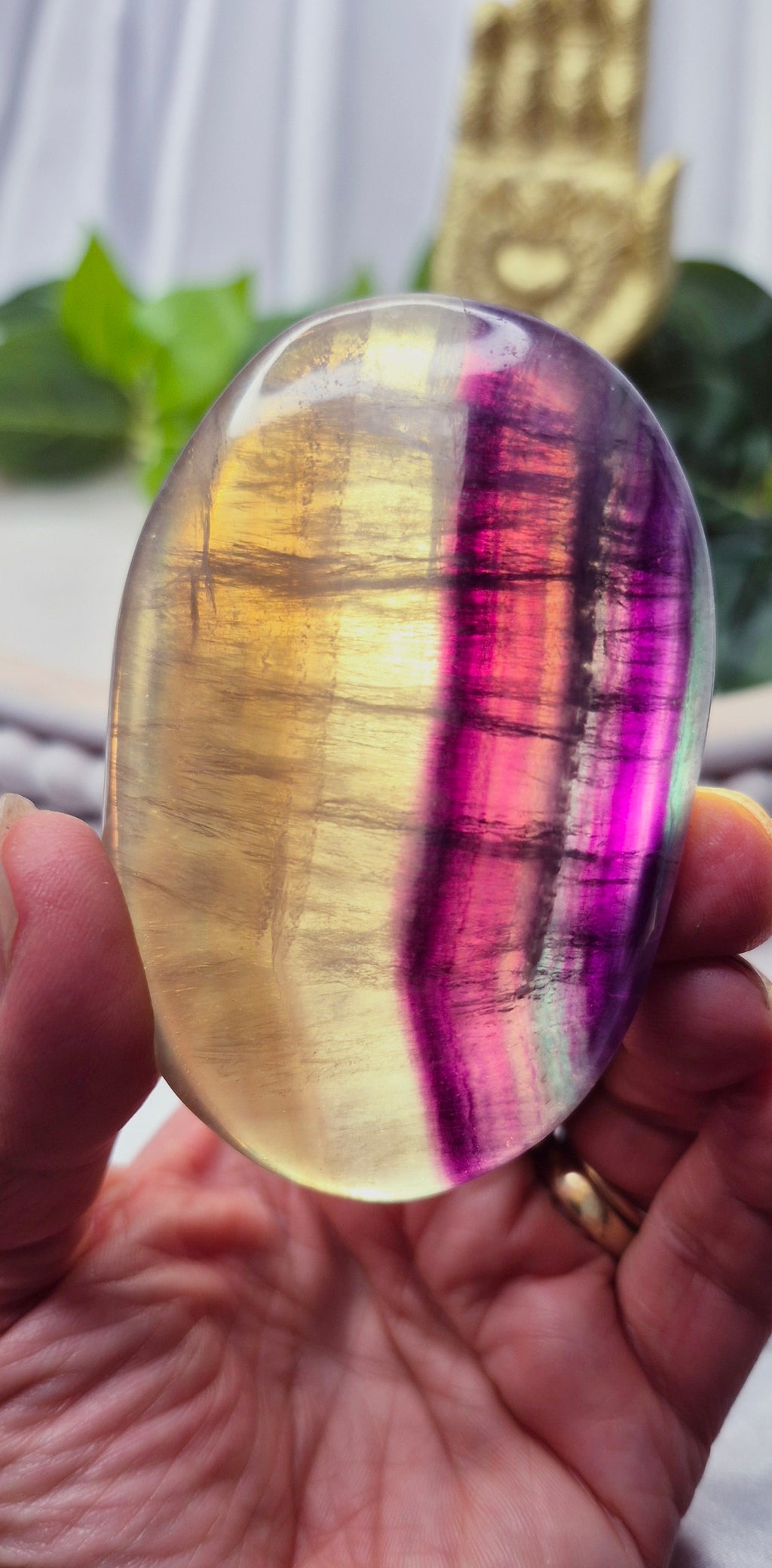 X-Large Rainbow Fluorite Palm Stone