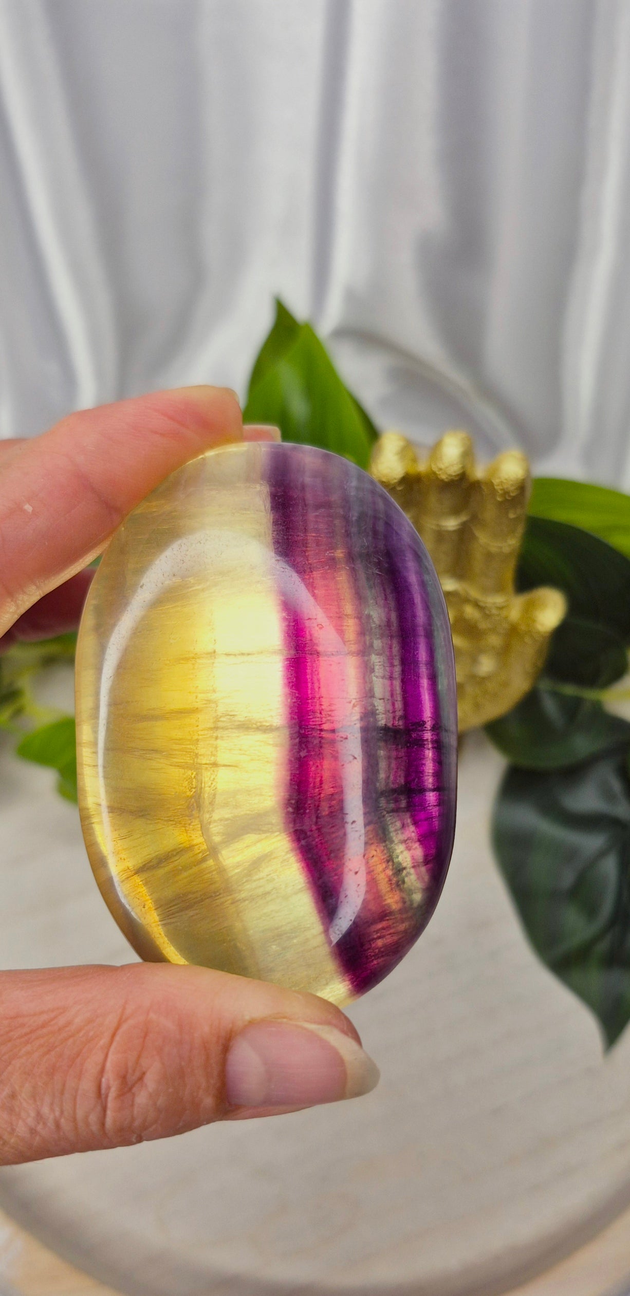 X-Large Rainbow Fluorite Palm Stone