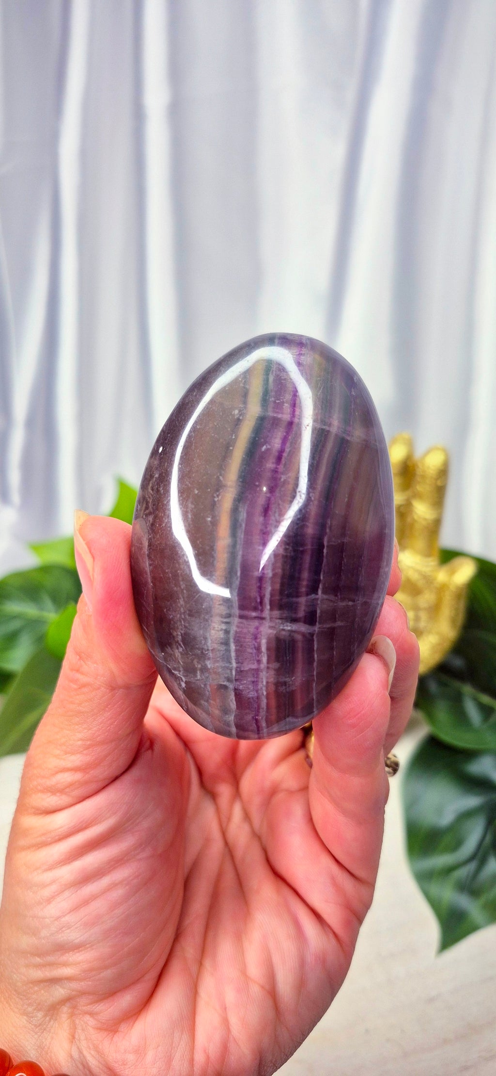 Large Rainbow Fluorite Palm Stone