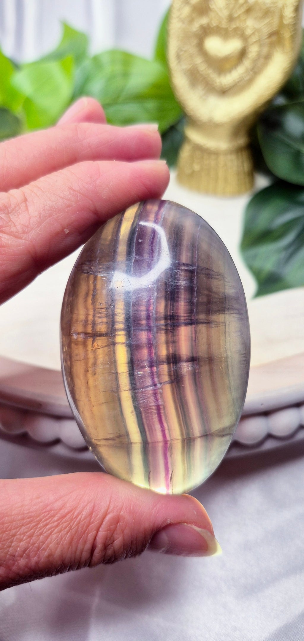 Large Rainbow Fluorite Palm Stone