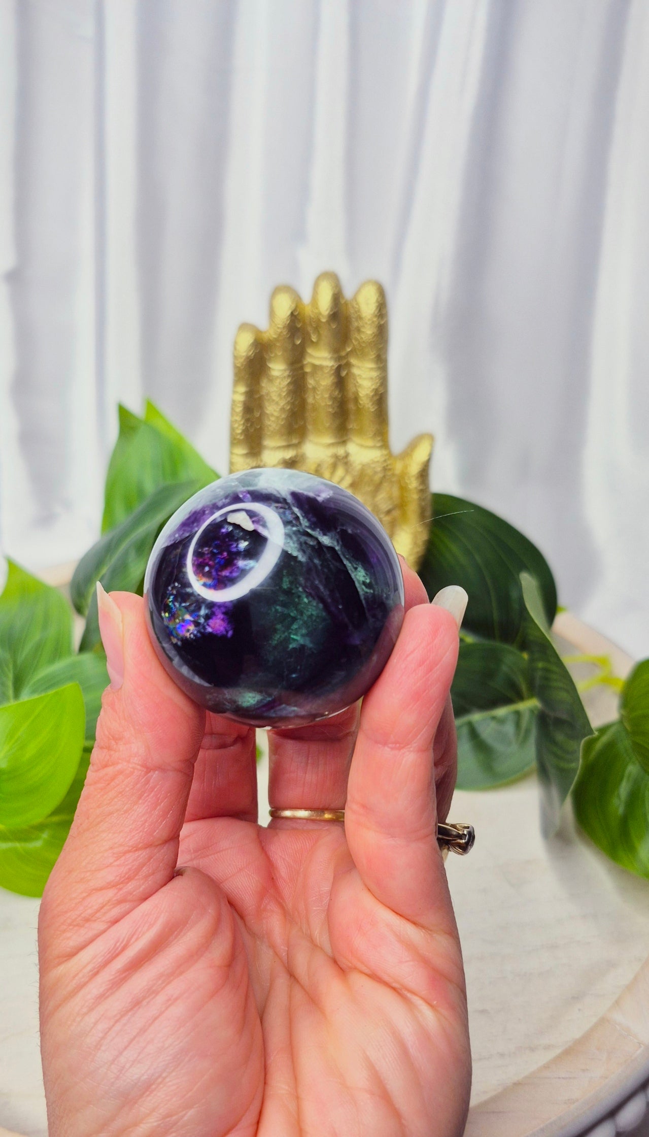 Rainbow Fluorite Polished Sphere #D