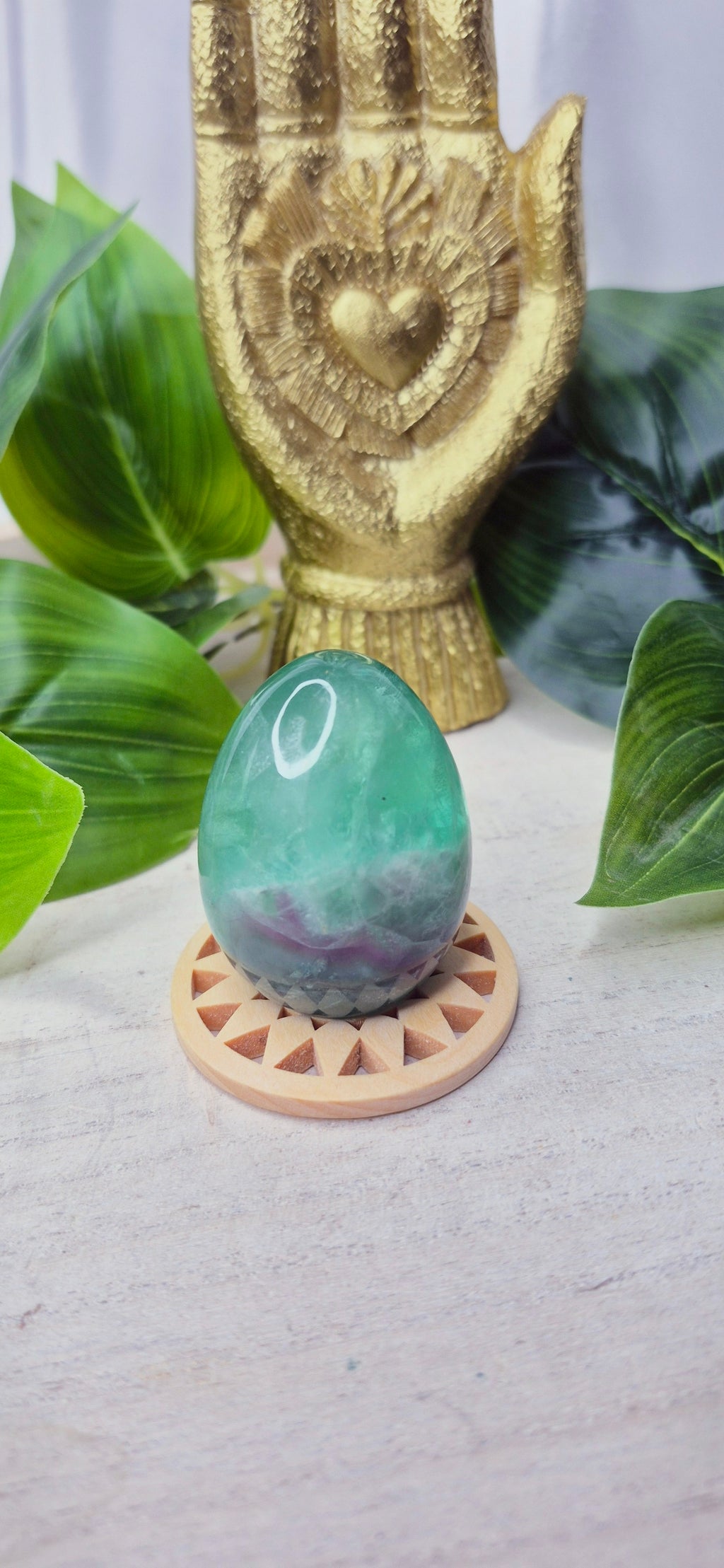 Green Fluorite Egg Carving
