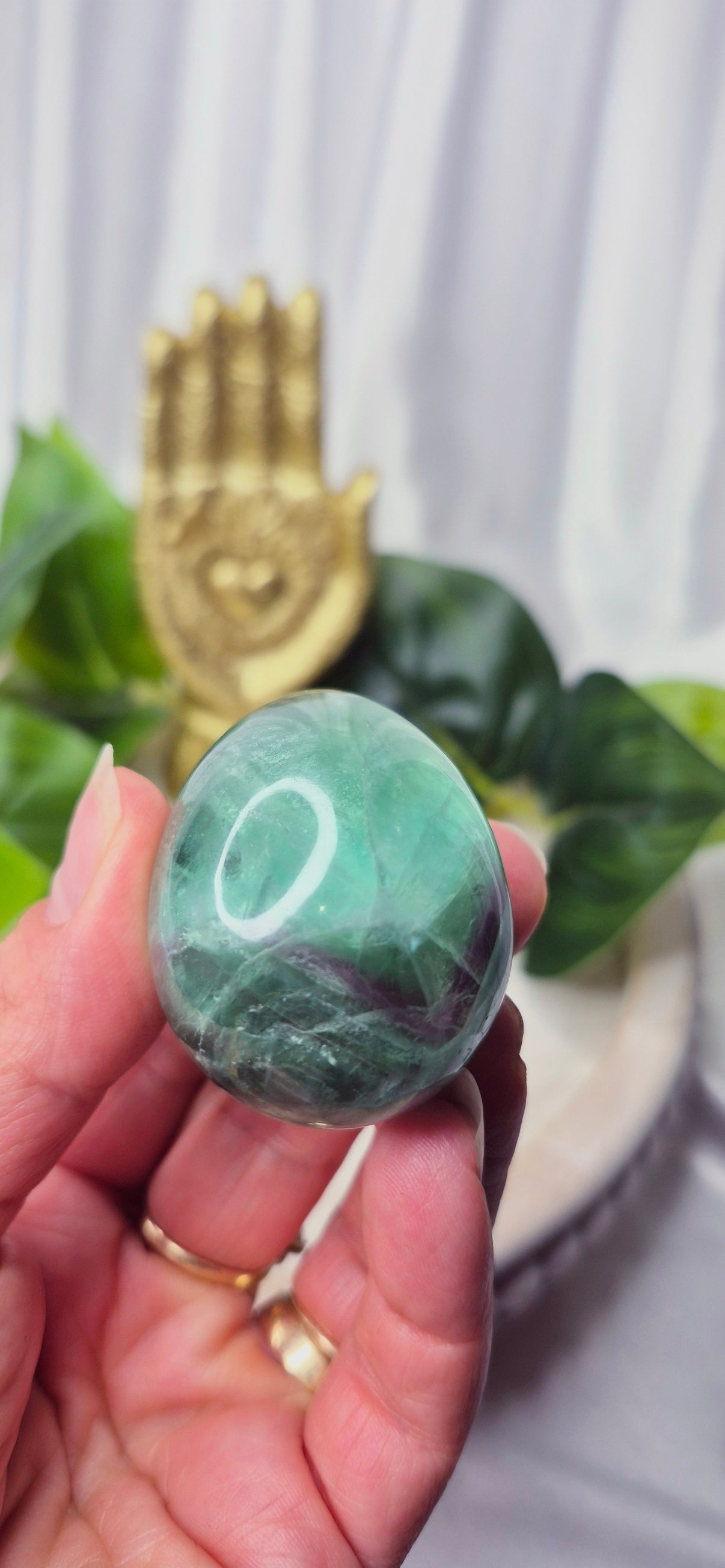 Green Fluorite Egg Carving