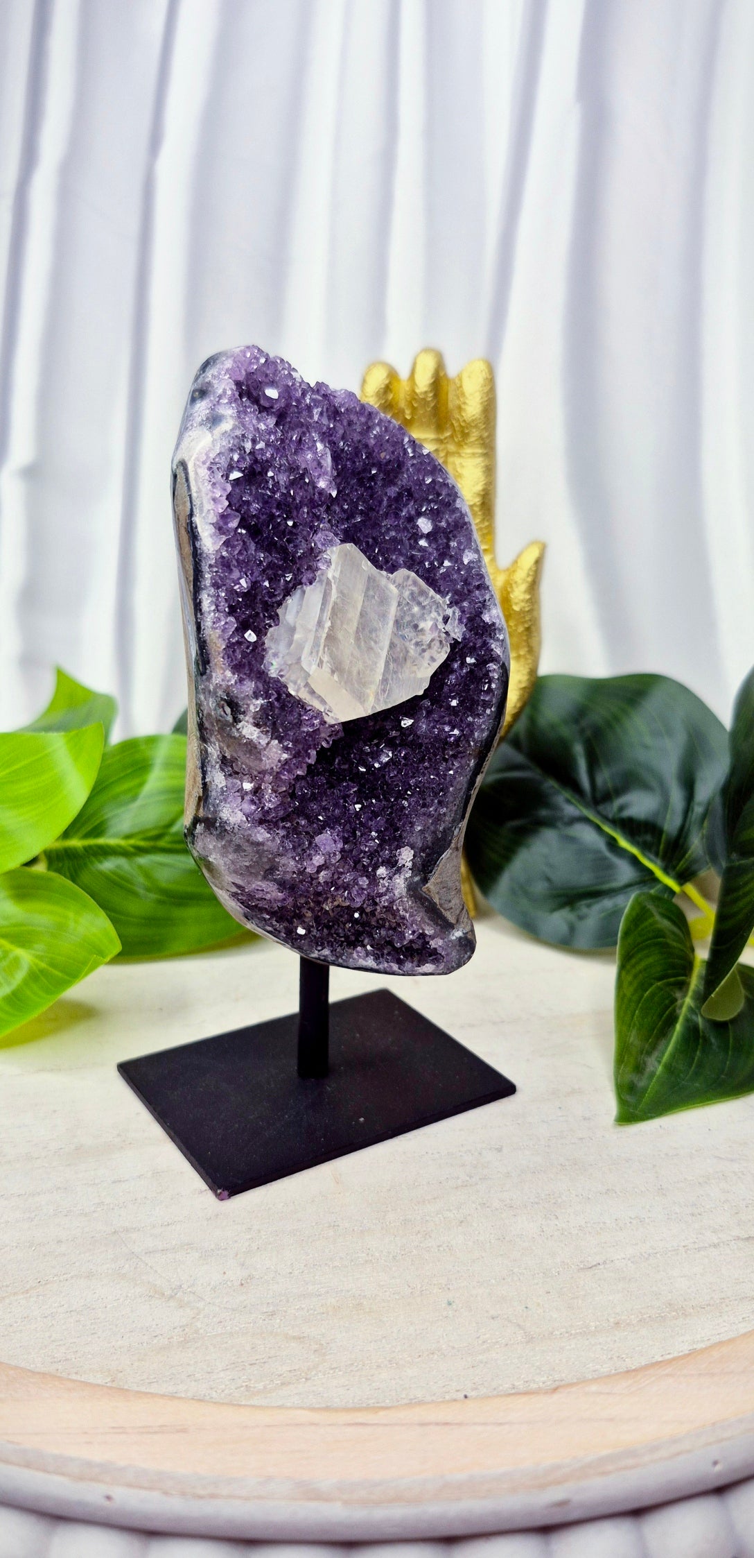 A Grade Sugar Druzy Amethyst Cluster on Stand