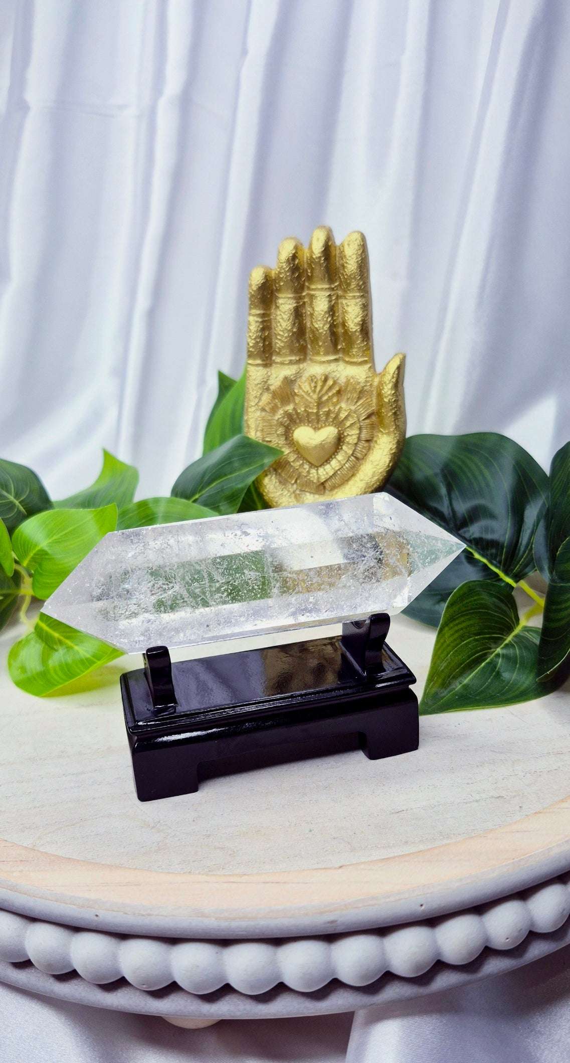 Premium Grade Clear Quartz DT on Wooden Stand