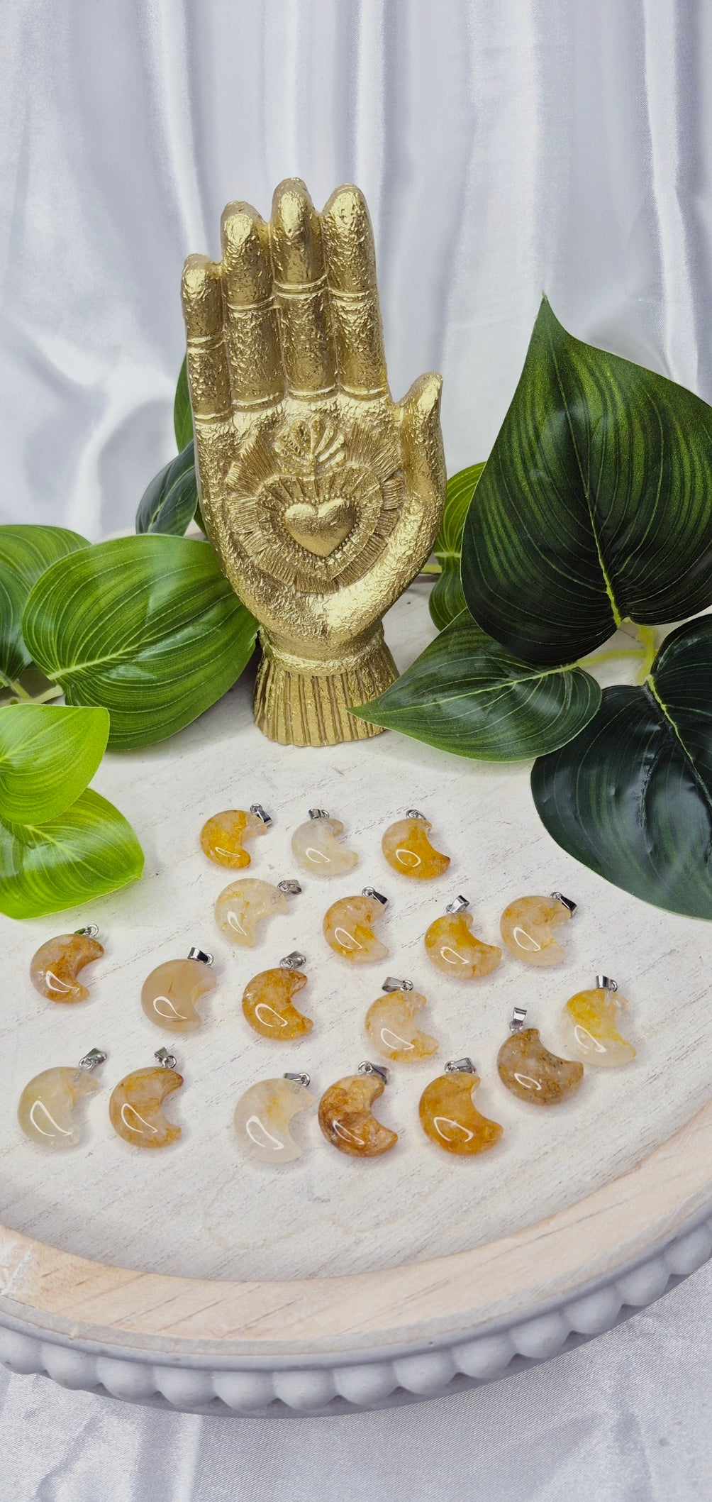 Golden Healer Moon Carving Pendants