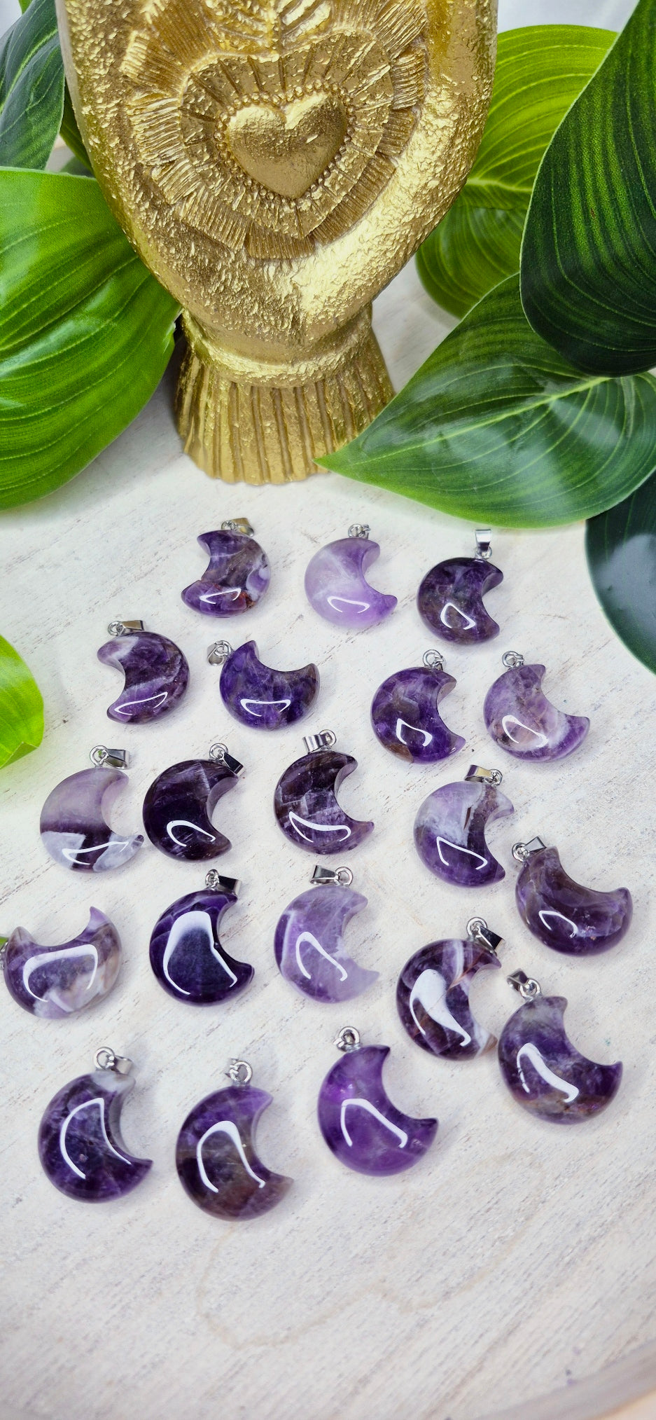 Amethyst Moon Carving Pendant