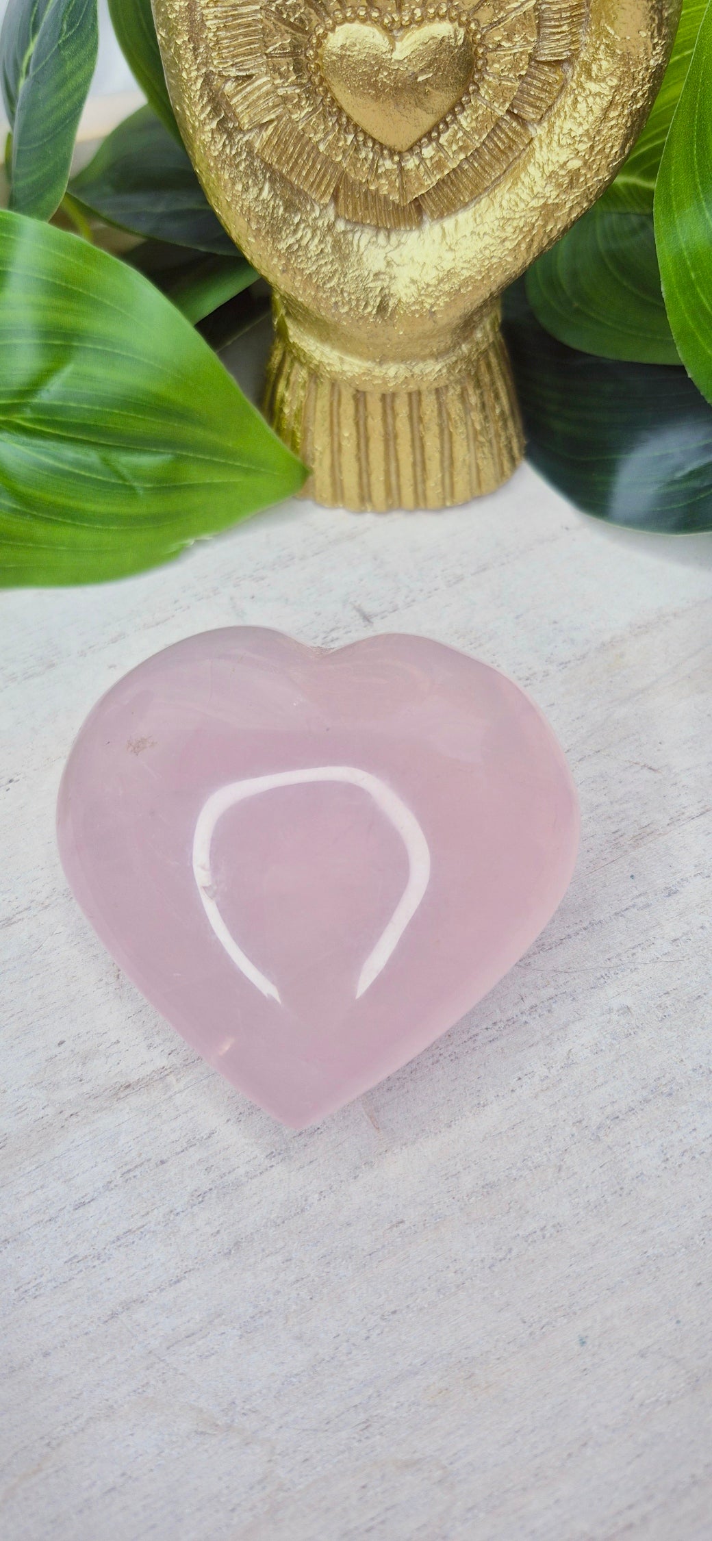 Rose Quartz Puffy Heart Carving  #A