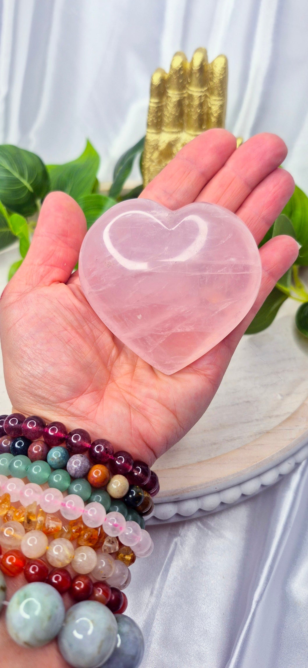Rose Quartz Puffy Heart Carving  #A