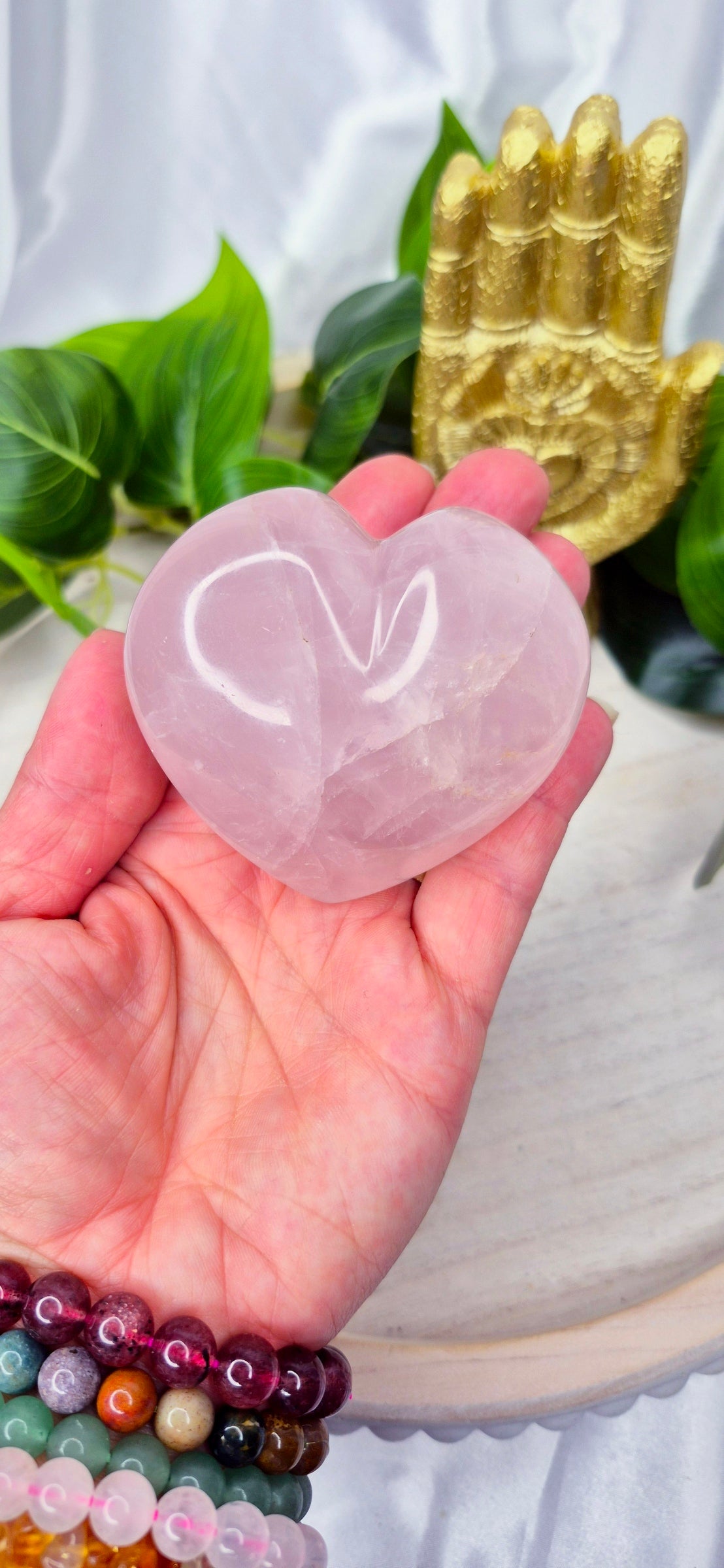 Rose Quartz Puffy Heart  #B