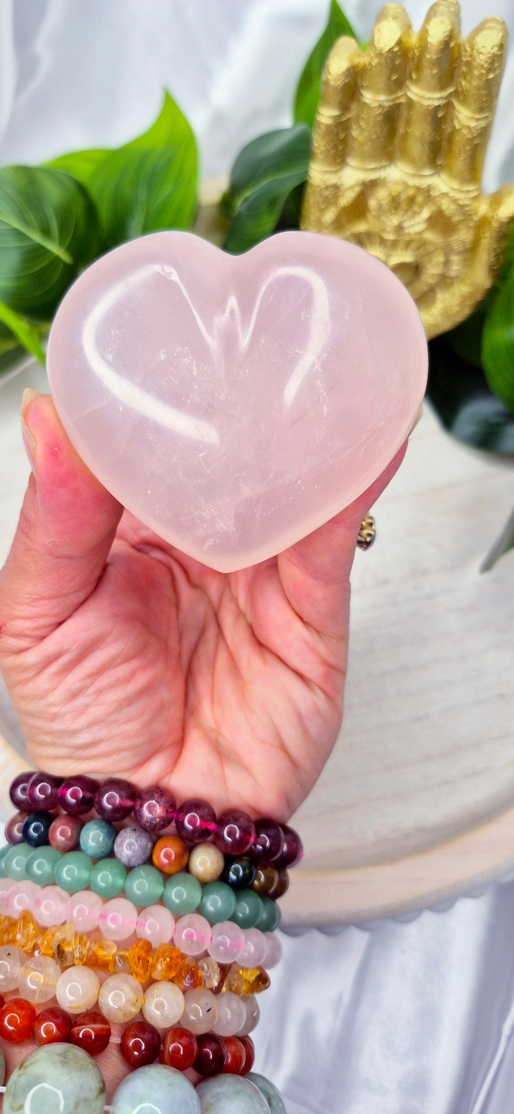 Rose Quartz Puffy Heart #C