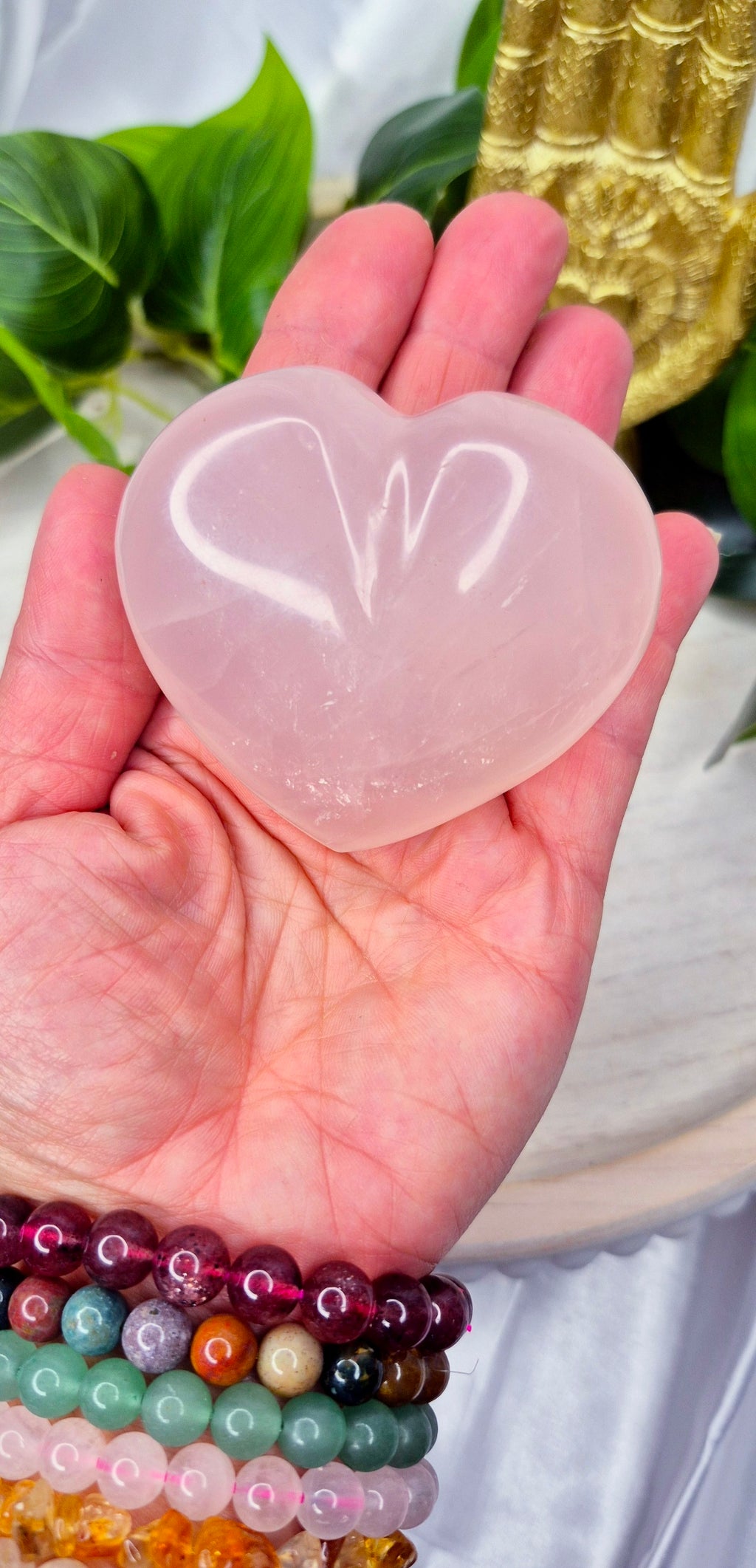 Rose Quartz Puffy Heart #C