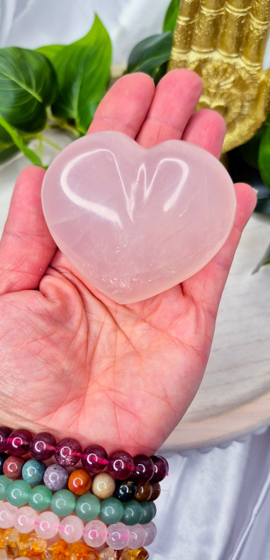 Rose Quartz Puffy Heart #C
