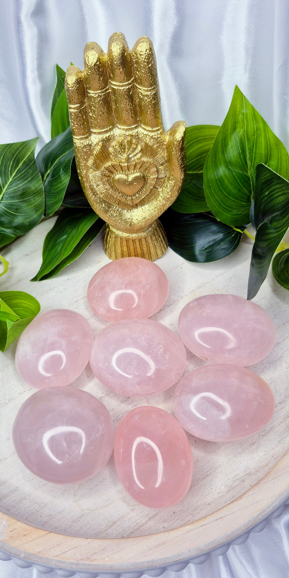 Rose Quartz Palm Stone Large