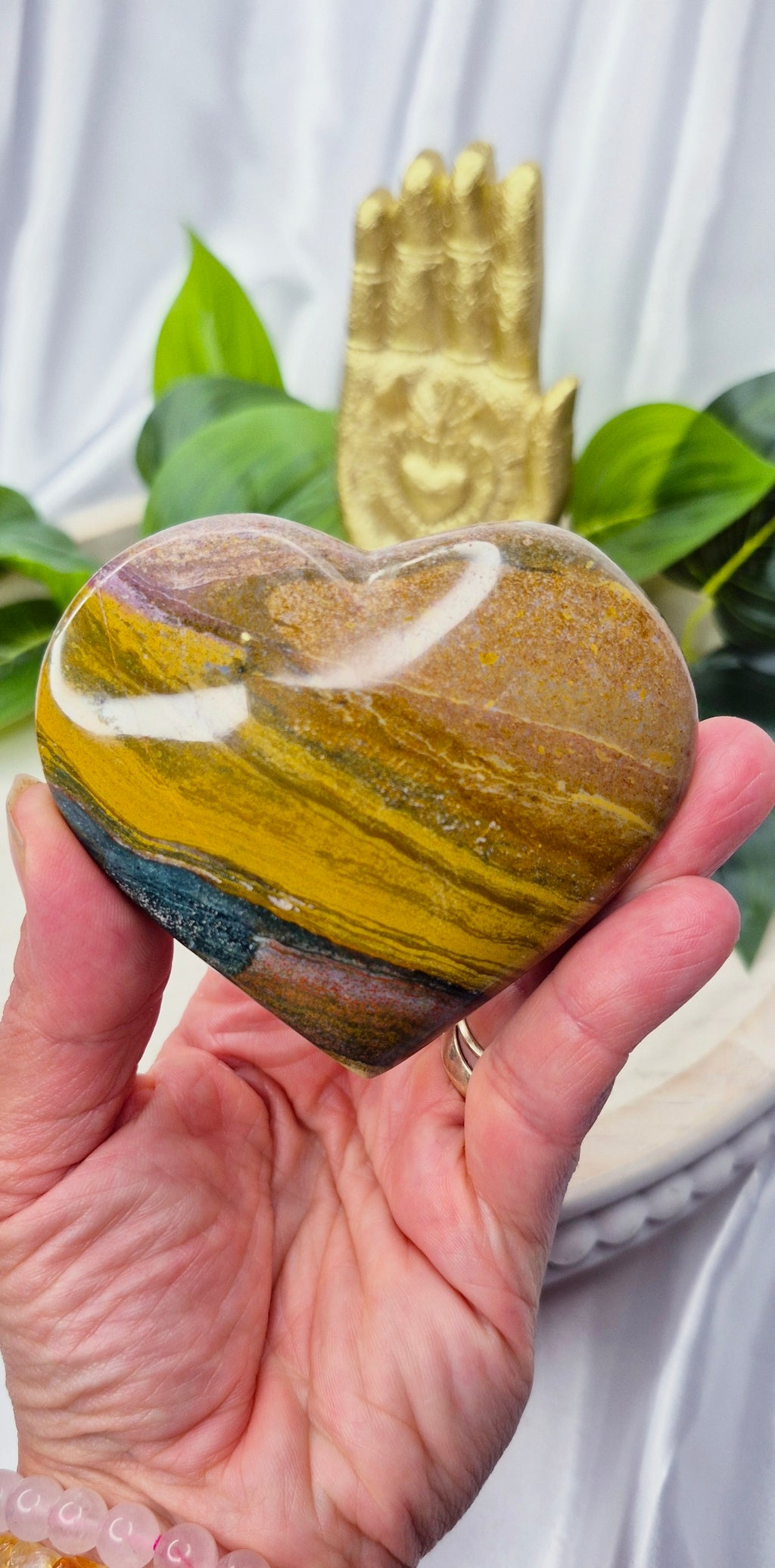 Ocean Jasper Heart Carving (Large)