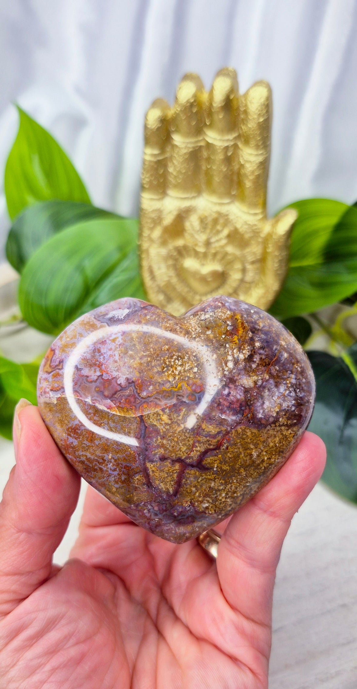 Ocean Jasper Heart Carving  (Medium)