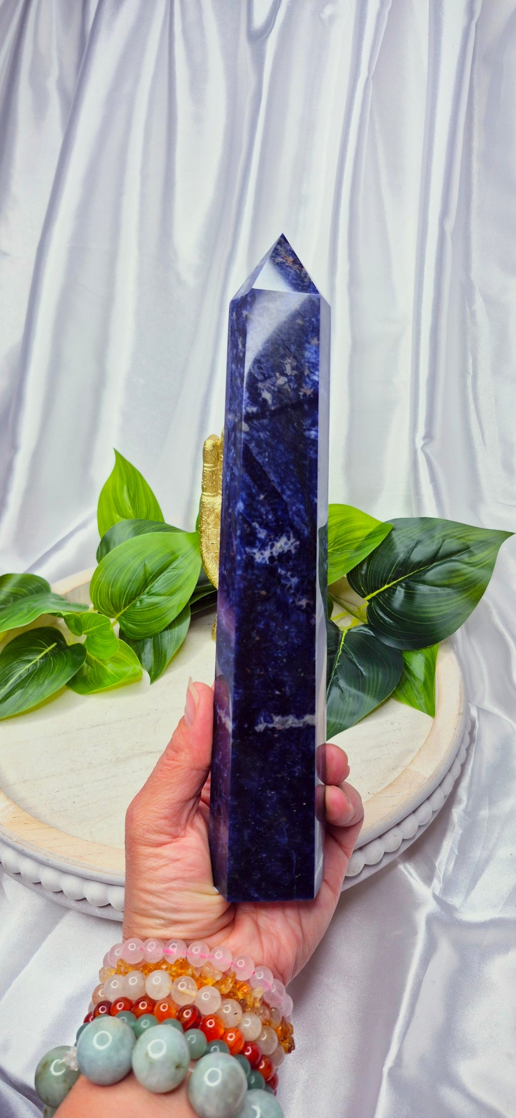 High-Grade Midnight Blue Sodalite Obelisk Tower