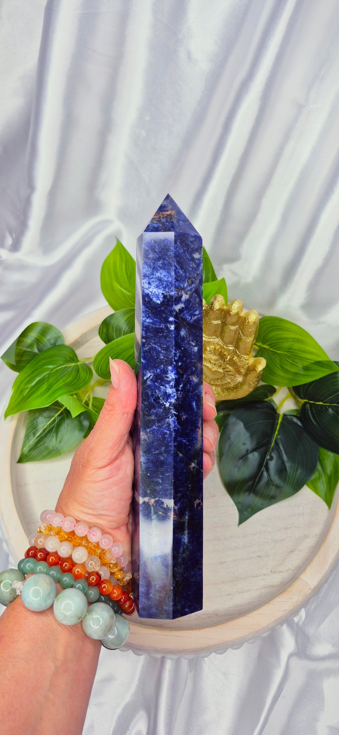 High-Grade Midnight Blue Sodalite Obelisk Tower