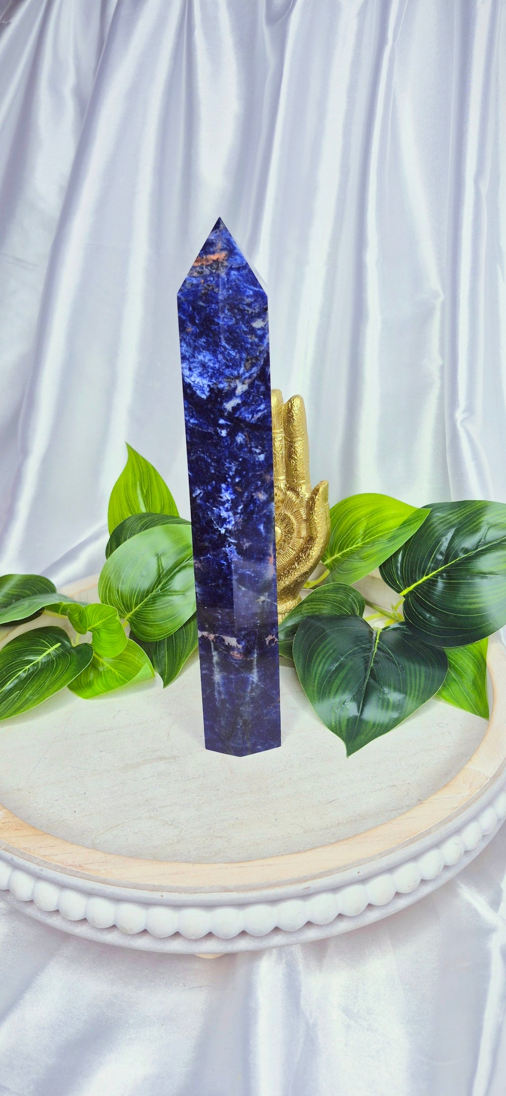 High-Grade Midnight Blue Sodalite Obelisk Tower