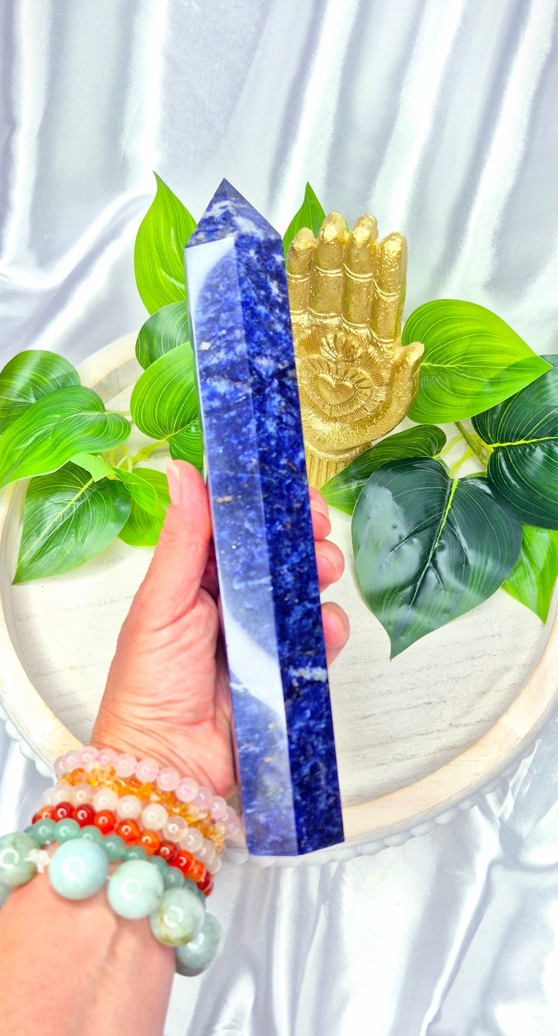 High-Grade Midnight Blue Sodalite Obelisk Tower