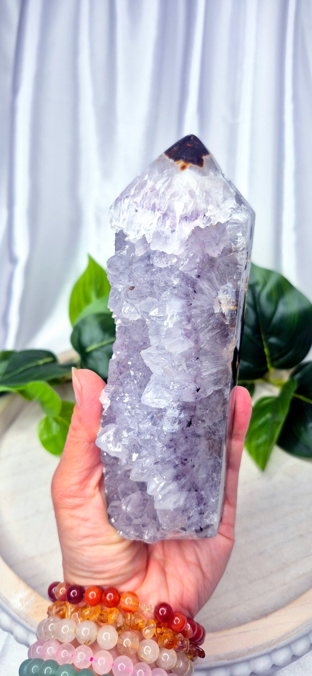 Amethyst x Quartz Druzy Tower