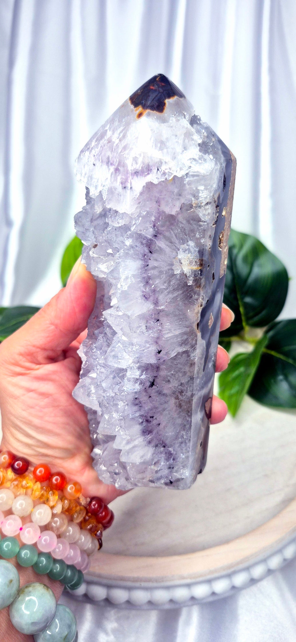 Amethyst x Quartz Druzy Tower