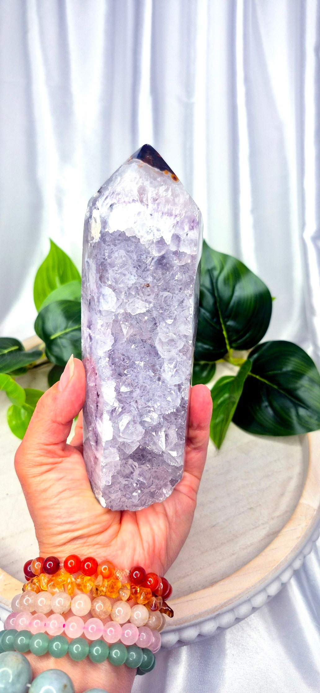 Amethyst x Quartz Druzy Tower