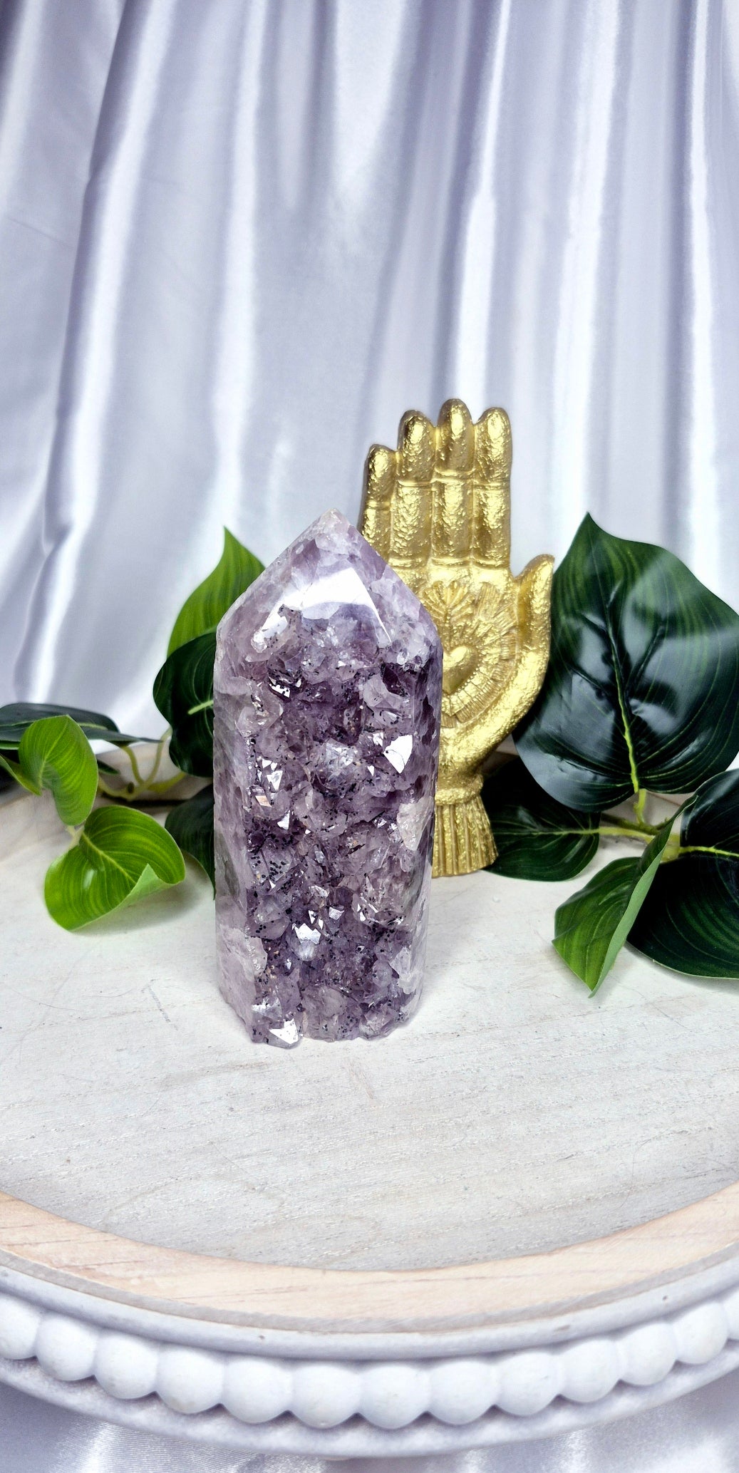 Amethyst x Quartz Druzy Tower with Goethite Inclusions