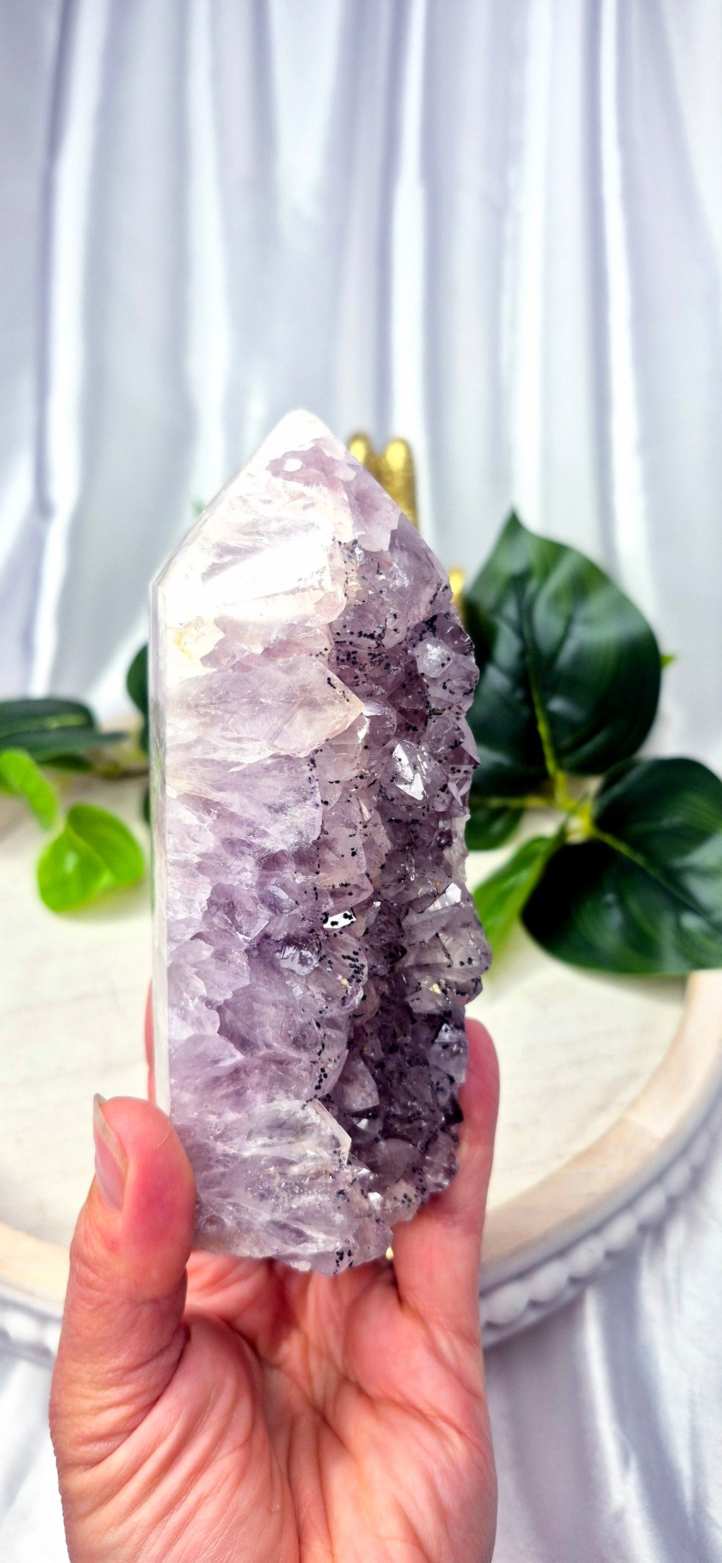 Amethyst x Quartz Druzy Tower with Goethite Inclusions