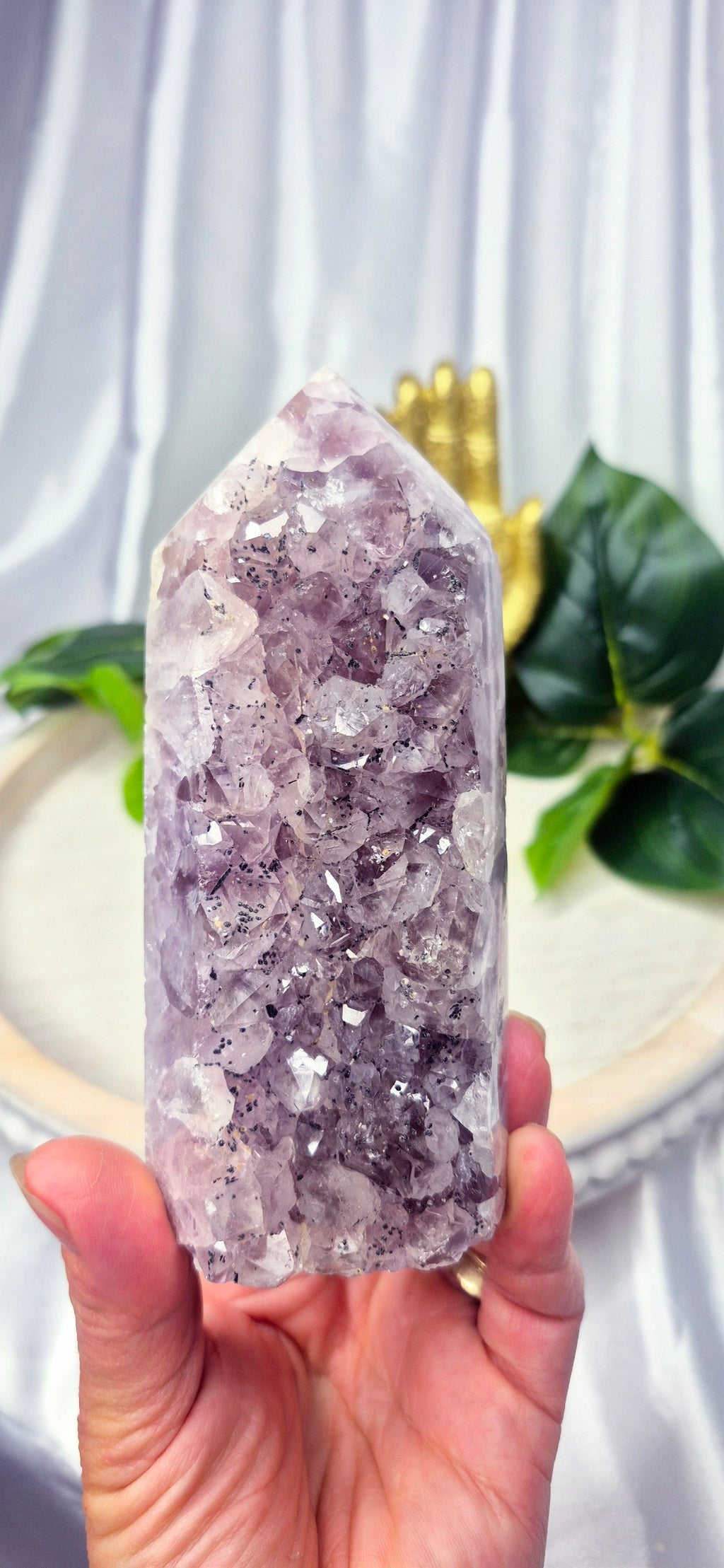 Amethyst x Quartz Druzy Tower with Goethite Inclusions