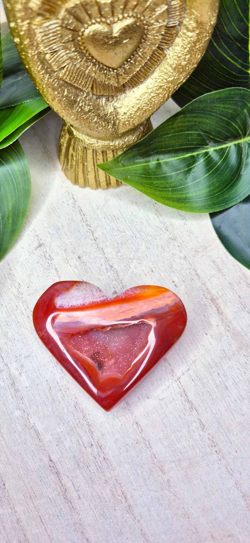 Sugar Druzy Carnelian Heart Carving
