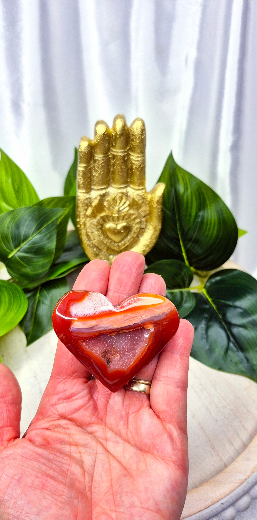 Sugar Druzy Carnelian Heart Carving
