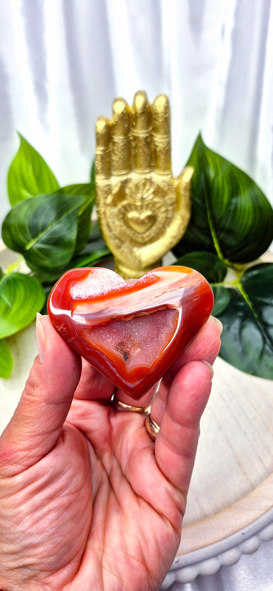 Sugar Druzy Carnelian Heart Carving