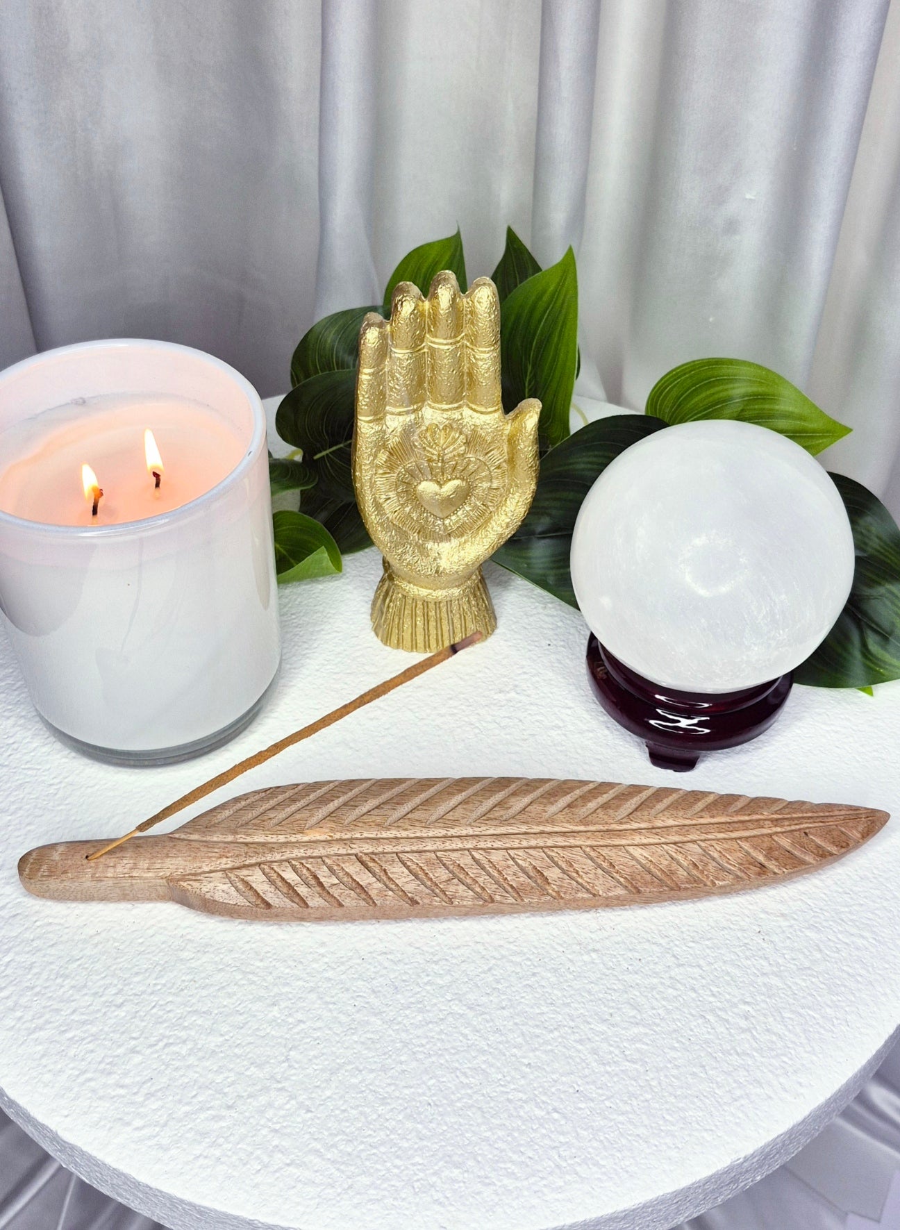 Balinese Wooden Leaf Carving Incense Holder