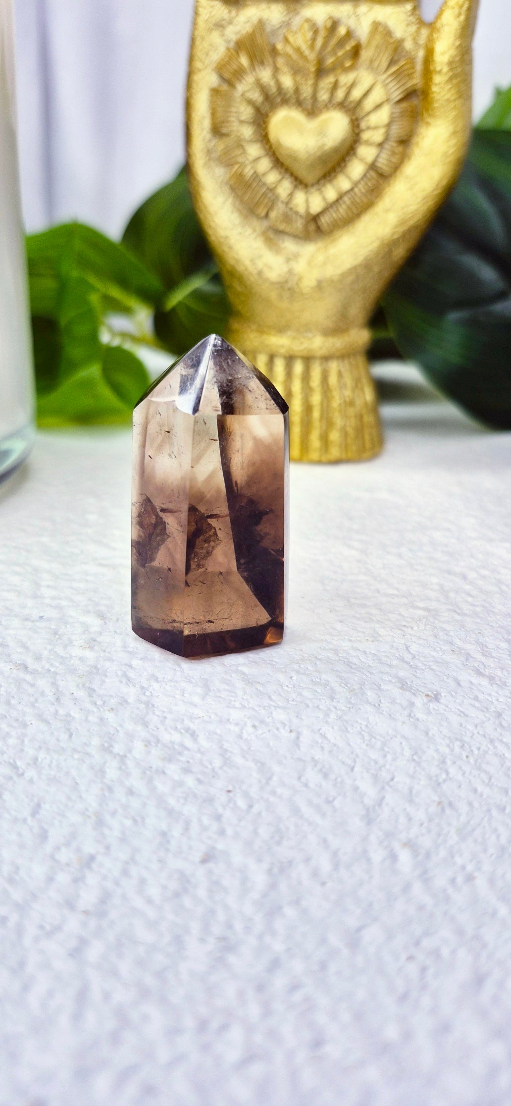 Included Smoky Quartz Polished Point #A