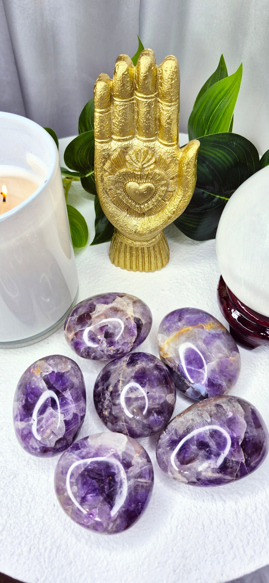 Smoky Amethyst Palm Stones Large