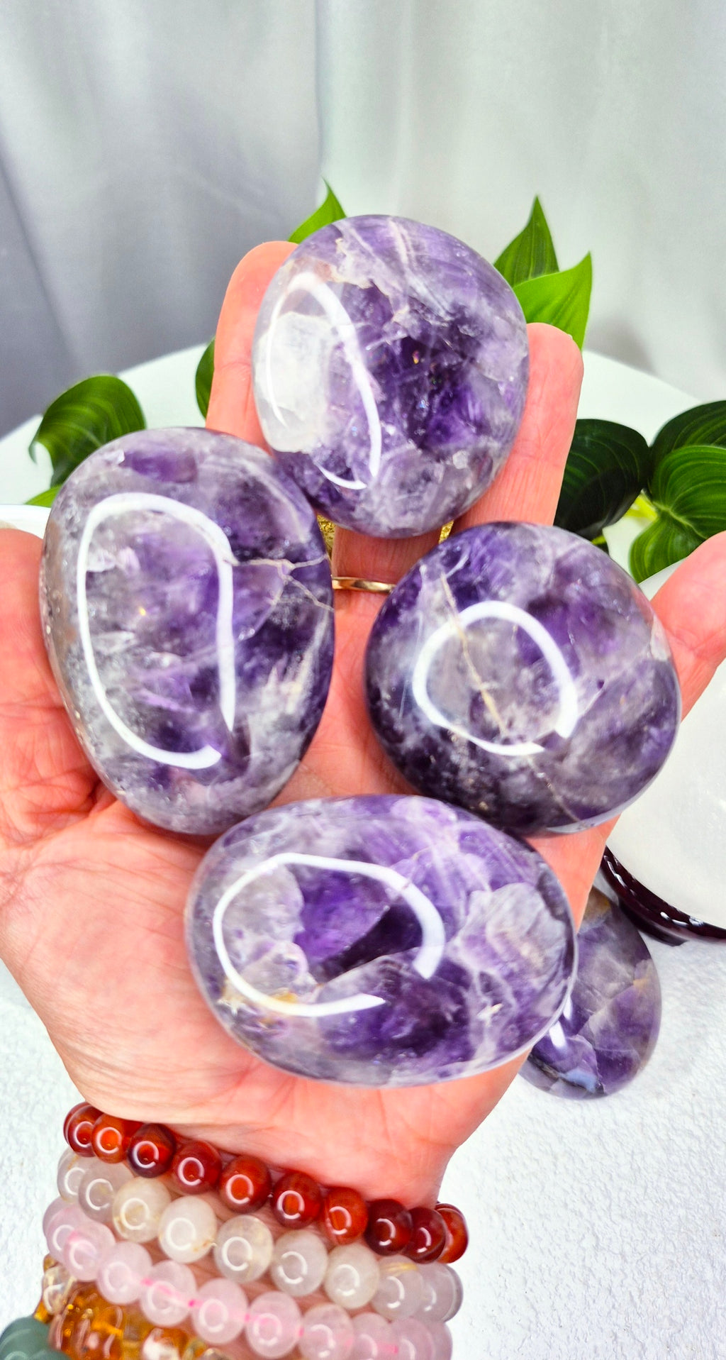 Smoky Amethyst Palm Stones Large